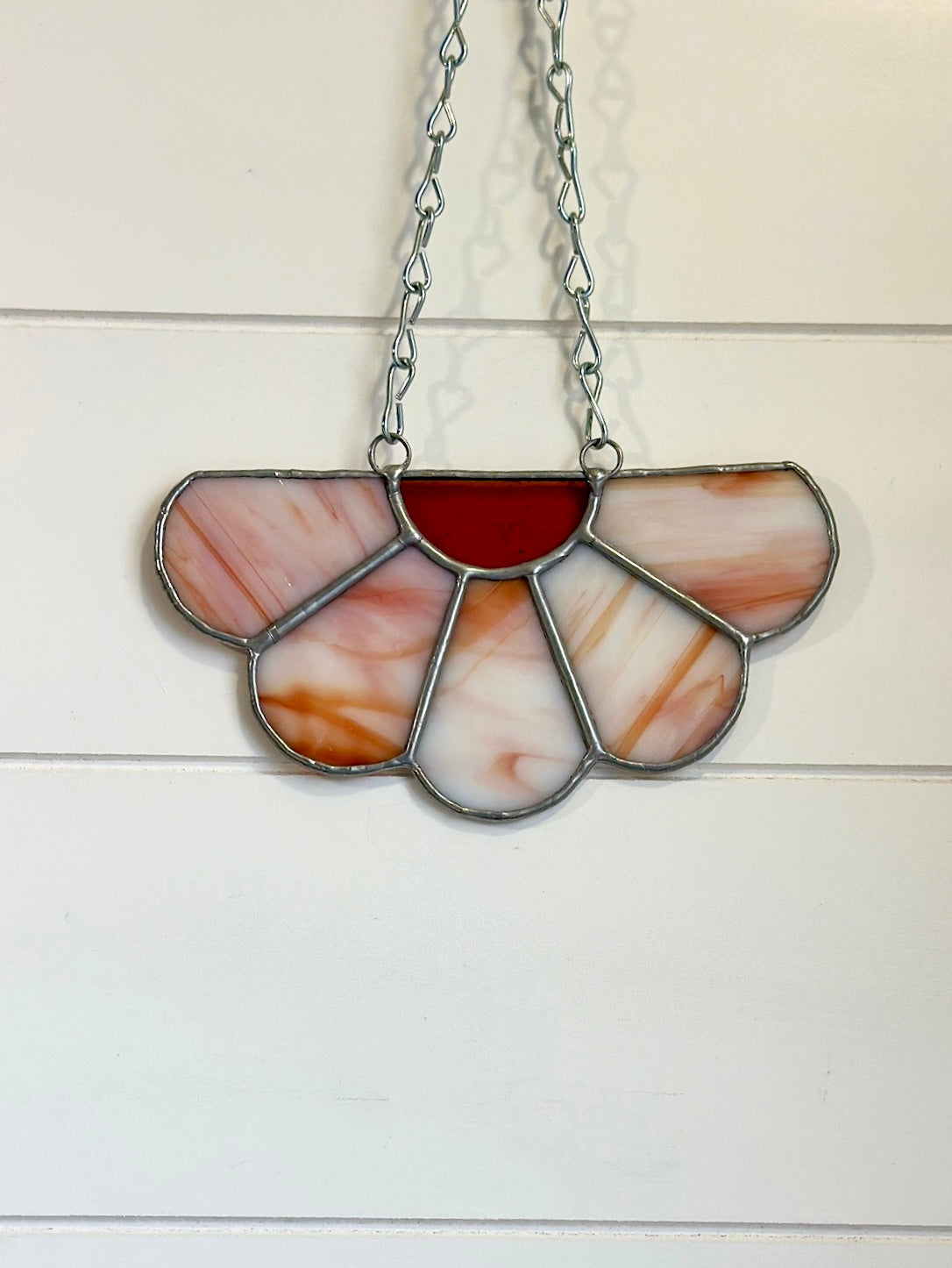 Orange Half Flower - Stained Glass Hanging Panel