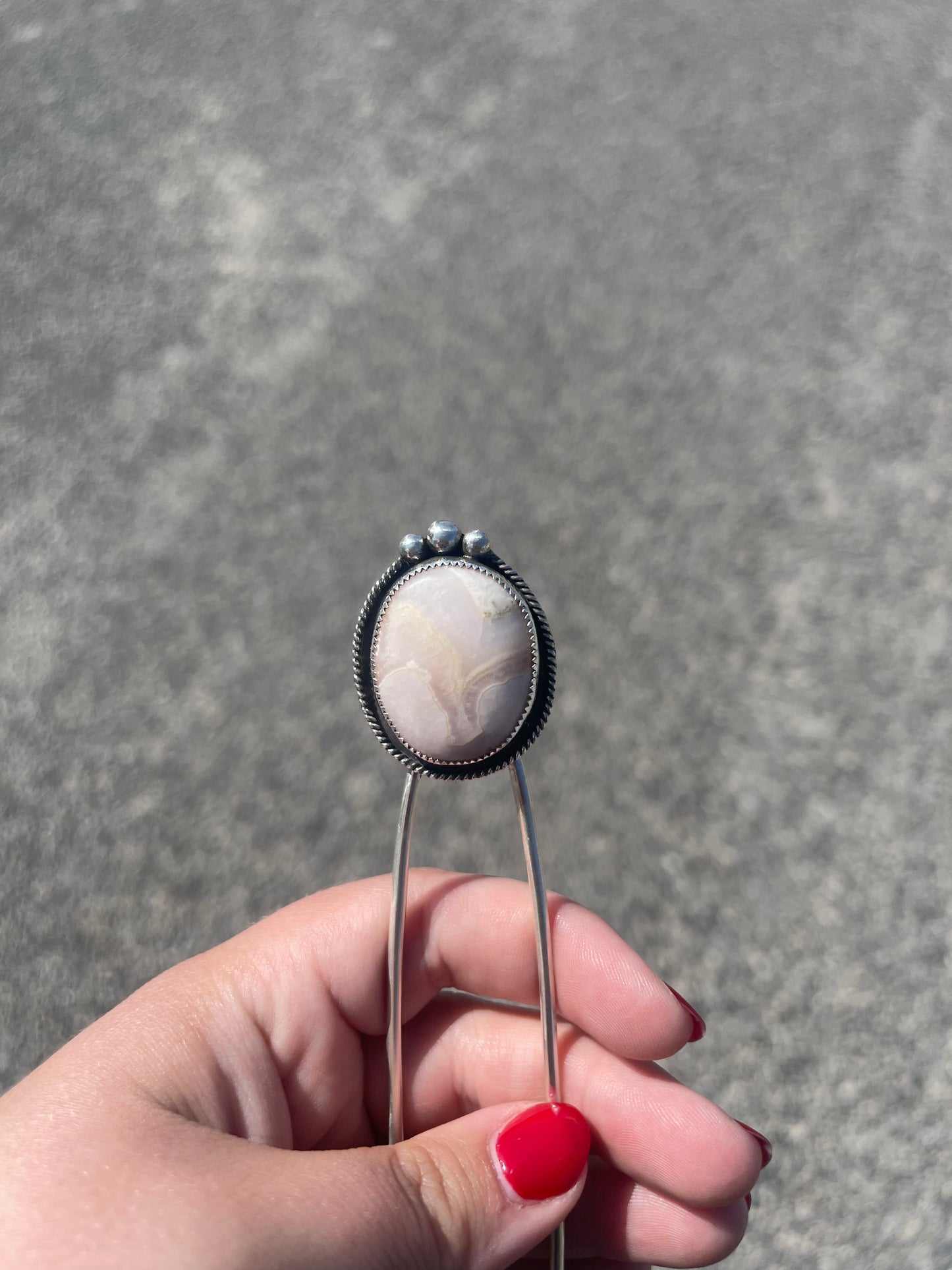 Pink Lace Agate Hair Pin