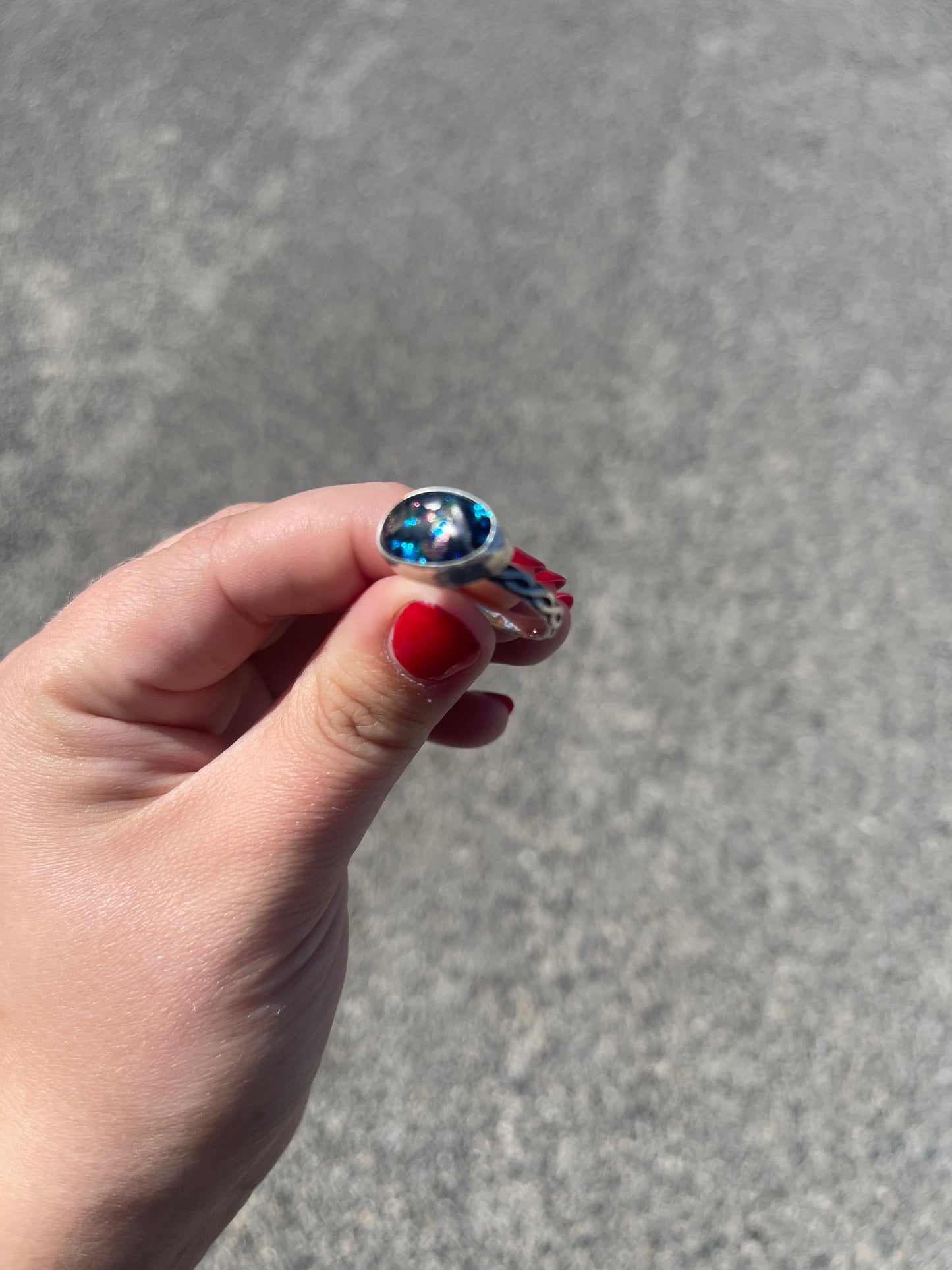 Blue and Purple Glass Ring - SZ 6.5