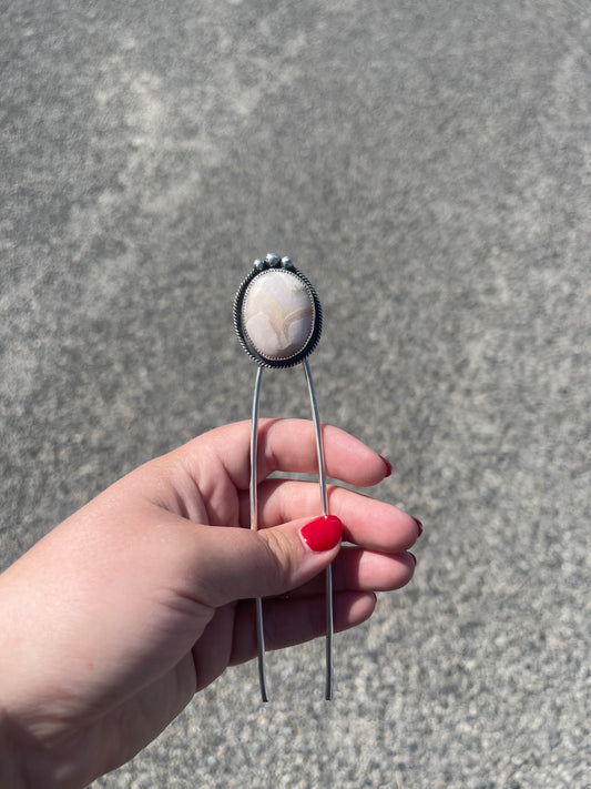 Pink Lace Agate Hair Pin