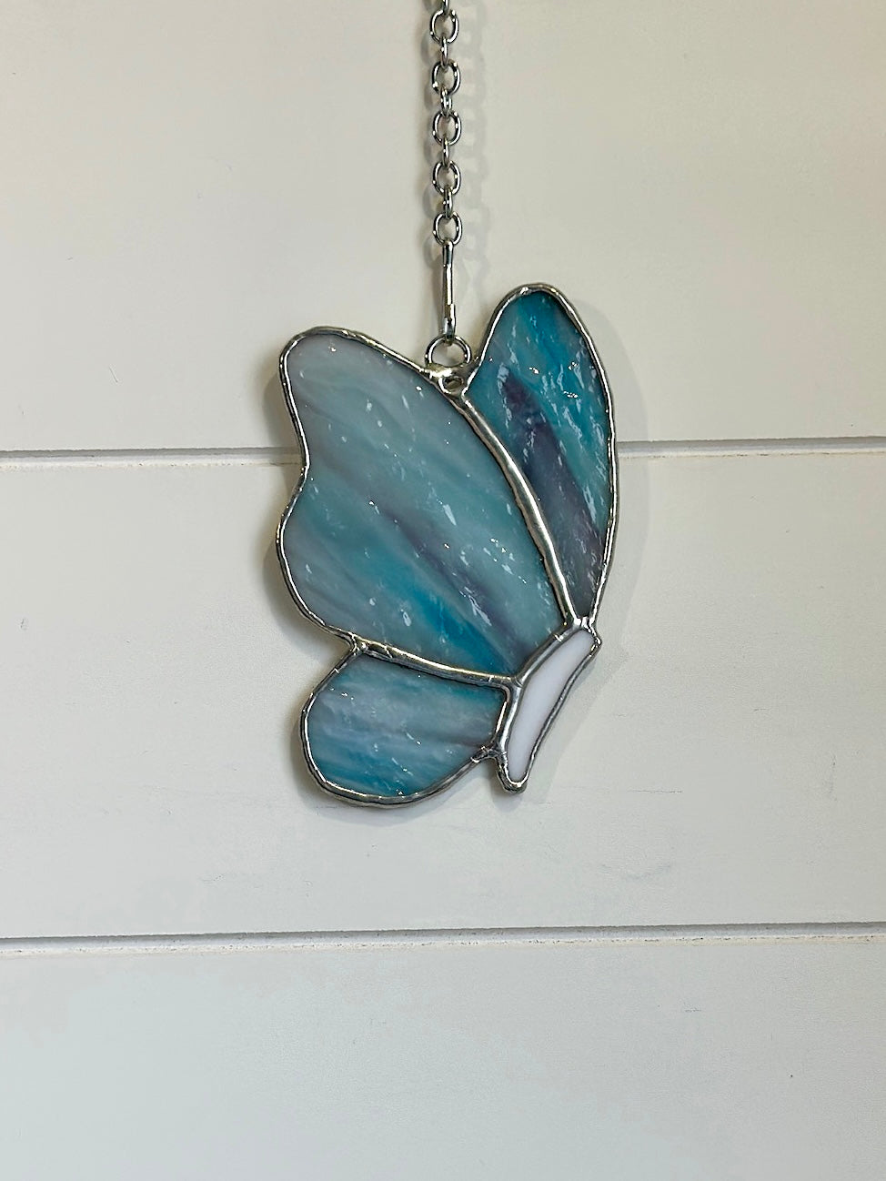 Blue Butterfly - Stained Glass Hanging Piece