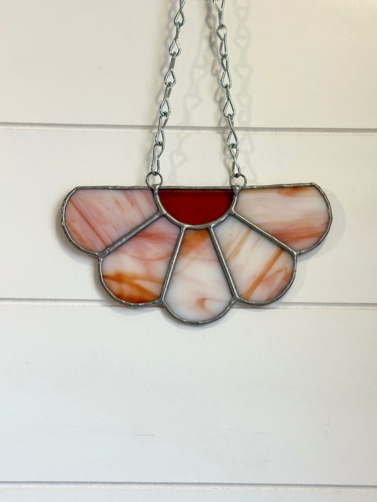 Orange Half Flower - Stained Glass Hanging Panel