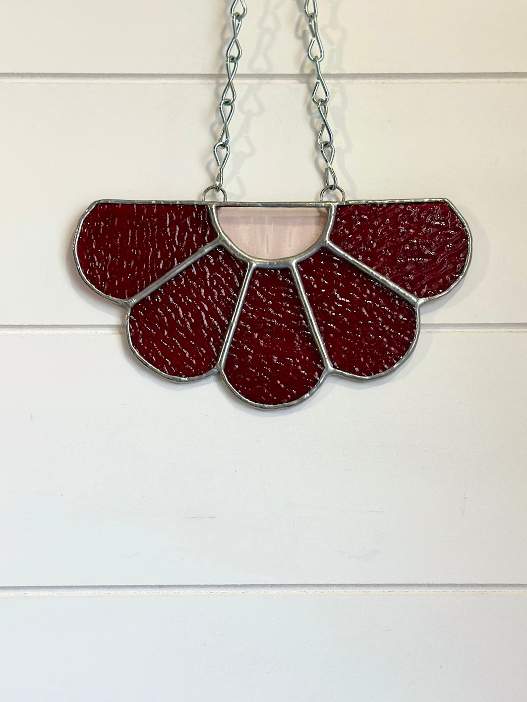 Red Bubble Half Flower - Stained Glass Hanging Panel